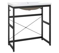 GHVBNMF Estructura de lavabo con lavabo de cerámica, 81 cm, hierro negro | Mueble de lavabo abierto con lavabo empotrado para baño y aseo de invitados. Estructura de hierro resistente con diseño