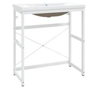 GHVBNMF Estructura de lavabo con lavabo de cerámica, 81 x 39,5 x 83 cm | Base estable de metal con recubrimiento en polvo con lavabo de cerámica fácil de limpiar para baño y aseo de invitados.