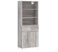 GHVBNMF Juego de 2 armarios de Sonoma 69,5 x 34 x 180 cm, color gris | Armario de almacenamiento versátil con patas de metal para sala de estar y comedor: construcción robusta de madera.
