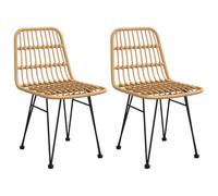 GHVBNMF Juego de 2 sillas de jardín, 48 x 62 x 84 cm, ratán sintético | Sillas de comedor de ratán resistentes con marco de acero pequeño y tapas de suelo para patio, balcón y comedor.