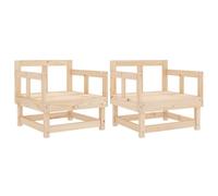 GHVBNMF Juego de 2 sillas de jardín de madera maciza de pino para exterior | Juego de 2 sillas rústicas de madera de pino macizo con reposabrazos, para jardín, terraza y balcón.