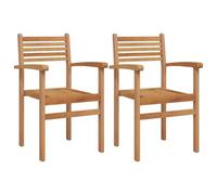GHVBNMF Juego de 2 sillas de jardín de madera maciza de teca con | Sillas rústicas de madera marrón con reposabrazos tallados para balcón y jardín al aire libre.