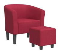GHVBNMF Juego de 2 sillones tapizados con reposapiés, color rojo vino | Cómodo conjunto de sillón y taburete. Perfecto para sala de estar o dormitorio con estructura de madera resistente.