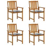 GHVBNMF Juego de 4 sillas de jardín con cojines de madera maciza de acacia | Sillas rústicas de patio con cojines suaves de diseño de cuadros para horas acogedoras en el jardín y en el balcón.