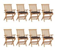 GHVBNMF Juego de 8 sillas de jardín plegables con cojines de madera maciza | Respaldo alto plegable de teca finamente pulida para terraza y balcón. Cojines suaves que ofrecen una gran comodidad.