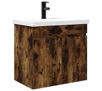 GHVBNMF Juego de lavabo con armario bajo grifo y lavabo, 61 cm | Juego de muebles de baño para colgar en la pared con aspecto de roble para baño y aseo de invitados, incluye lavabo de