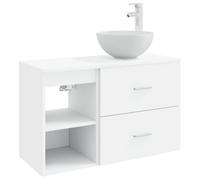 GHVBNMF Juego de muebles de baño de 2 piezas, color blanco | Juego de muebles de baño para colgar en la pared de madera de fácil cuidado con lavabo y armario para baños de invitados