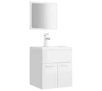 GHVBNMF Juego de muebles de baño de 3 piezas, lavabo, lavabo de cerámica | Combinación compacta de armario bajo, lavabo empotrado de cerámica y espejo de pared para su baño o aseo de invitados.