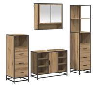 GHVBNMF Juego de muebles de baño de roble Artisan, 4 piezas, montaje en | La combinación de cuatro piezas con fijación a la pared crea orden en el baño familiar, baño de invitados o baño en suite.