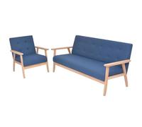 GHVBNMF Juego de sofá de 2 piezas, color azul escandinavo con sillón | Cómodo conjunto de asientos de estilo nórdico para sala de estar y salón, incluye sofá de 3 plazas y sillón tapizado.