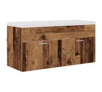 GHVBNMF Lavabo con lavabo, 100 x 38,5 x 46 cm, madera vieja | Armario para baño colgante de pared, incluye lavabo empotrado para baño y baño de invitados, material de madera con 2 puertas