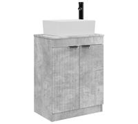 GHVBNMF Lavabo de baño con lavabo, color gris hormigón, 54 x 35 x 83 cm | Armario de baño compacto con aspecto de hormigón con drenaje rápido y mango empotrado, ideal para baños pequeños o baño de