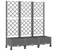 GHVBNMF Macetero con enrejado y ruedas, color gris claro, 120 x 40 x 131,5 | Bancal de polipropileno resistente a la intemperie con sistema de drenaje integrado para terraza, balcón y jardín.