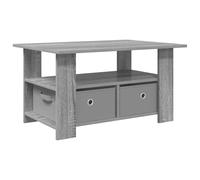 GHVBNMF Mesa de centro Sonoma gris 77 x 55 x 42 cm de madera con cajones | Mesa auxiliar compacta para salón con 2 cajones y compartimento de almacenamiento para organizar los juegos de café.