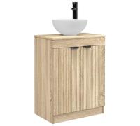GHVBNMF Mueble de baño con lavabo de roble Sonoma, 54 x 35 x 83 cm | Lavabo compacto para baño pequeño y aseo de invitados con espacio de almacenamiento integrado de madera y mango empotrado.