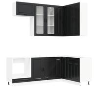 GHVBNMF Porto - Bloque de cocina modular (8 piezas), color negro | Combinación de armario flexible para la cocina moderna con patas ajustables y montaje en pared resistente para un soporte