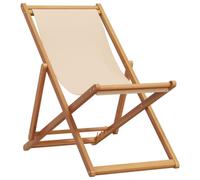 GHVBNMF Silla de playa plegable beige madera eucalipto jardín | Cómoda silla plegable de madera de eucalipto con tapizado en tela beige y 3 ángulos de inclinación para balcón