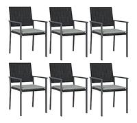 GHVBNMF Sillas de jardín con cojín, 6 unidades, polirratán, 54 x 62,5 x 89 | Cómodas sillas de comedor con cojines de color gris claro para patio, marco de acero resistente y mimbre de fácil cuidado.