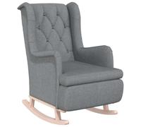 GHVBNMF Sillón mecedora con patas de madera de caucho gris claro tela | Acogedora silla de relax con acolchado suave y elegantes botones decorativos para tu salón y dormitorio.