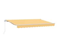 GHVBNMF Toldo articulado manual de 4 x 3 m para balcón, color arena | Parasol flexible para terraza y balcón con manivela robusta y soporte de pared ajustable en inclinación.