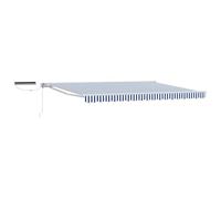 GHVBNMF Toldo eléctrico extensible 4 x 3,5 m con brazo articulado con mando a distancia y manivela, media caja, toldo para terraza, protección solar, para jardín, terraza, balcón, azul y blanco