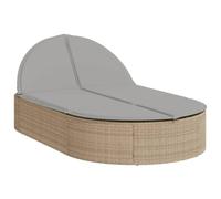 GHVBNMF Tumbona doble con cojines de polirratán, color beige, 2 plazas | Tumbona de jardín ajustable de ratán para terraza, piscina y jardín con 2 cómodos cojines de color gris claro