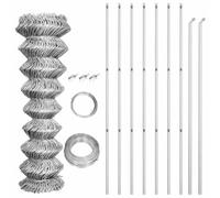 GHVBNMF Valla de alambre con postes de acero galvanizado, 15 x 1,5 m, 15 | Juego completo de valla de jardín de acero galvanizado para jardín, terraza y parcela, incluye postes y alambre tensor.