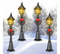 Ghzste 4 unids Navidad Mini farola Modelos, Dollhouse Streetlight Miniatura Village Pista Linterna Post para DIY Paisaje