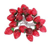 Ghzste Guirnalda de luces de frutas y fresas, luces navideñas para exteriores, 20 LED, 9,8 pies, cadena de luces de fruta, funciona con pilas, guirnalda de luces de fresa, decoración de fiesta para el