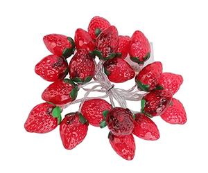 Ghzste Guirnalda de luces de frutas y fresas, luces navideñas para exteriores, 20 LED, 9,8 pies, cadena de luces de fruta, funciona con pilas, guirnalda de luces de fresa, decoración de fiesta para el