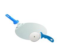 Gi.Metal Kit de pala para servir de aluminio 28 cm + cortador de pizza de acero inoxidable - Accesorios profesionales para pizza - Ideal para casa, pizzería y restauración