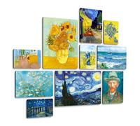 Giallobus - Conjunto de 10 pinturas de paneles múltiples - Vincent Van Gogh - Van Gogh 1 - Madera de MDF - - 2 x 42x29,7cm - 4 x 29,7x21cm - 4 x 21x14,85cm - - Listo para colgar - Cuadros