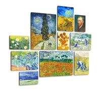 Giallobus - Conjunto de 10 pinturas de paneles múltiples - Vincent Van Gogh - Van Gogh 2 - Madera de MDF - - 2 x 42x29,7cm - 4 x 29,7x21cm - 4 x 21x14,85cm - - Listo para colgar - Cuadros