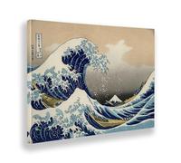 Giallobus - Cuadro - Hokusai - La gran ola de Kanagawa - Lienzo con marco estándar - 100x70 - Listo para colgar - Cuadros modernos para el hogar
