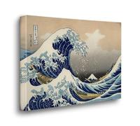 Giallobus - Cuadro - Hokusai - La gran ola de Kanagawa - Lona Telar Premium Alto Espesor - 100x70 - Listo para colgar - Cuadros modernos para el hogar
