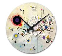 Giallobus - Reloj de línea Basic - Vassily Kandinsky - Composición No. 8 - Madera de MDF - Basic 30x30 - Mecanismo silencioso - Listo para Colgar - Modernos
