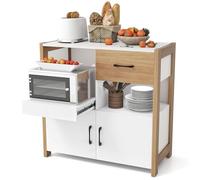 GIANTEX Aparador de Cocina para Microondas, Armario de Buffet con 2 Puertas, Cajón, Bandeja Extraíble y Compartimento Abierto, 82x40x81cm, Mueble Auxiliar para Comedor, Salón, Bar