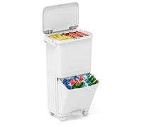 GIANTEX Cubo de Basura de Cocina 36 L, Papelera de Reciclaje con 3 Compartimentos, Pedal, Tapa y Ruedas, 3 Cubos Extraíbles, 42x29x74cm, Contenedor PP para Comedor, Oficina, Baño