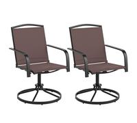 Giantex Juego de 2 Sillas Mecedoras Giratorias, Sillones con Respaldo Alto, Reposabrazos y Tejido Transpirable, Marco de Metal, Carga hasta 150 kg, Sillas para Patio, Jardín, Terraza (Marrón)