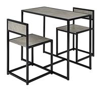 GIANTEX Juego de Muebles de Bar 3 Piezas, 1 Mesa de Comedor con 2 Sillas, Conjunto de Comedor Pequeño para 2 Personas, Diseño Ahorro Espacio, Juego de Bistró para Bar, Balcón (Gris)