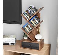 GIANTEX Librería de 5 niveles con cajón, estantería de árbol sobre la mesa, estantería para CD DVD pequeña, estantería de pie en forma de árbol, estantería de madera, estantería de madera