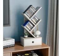 GIANTEX Librería de 5 niveles con cajón, estantería de árbol sobre la mesa, estantería para CD DVD pequeña, estantería de pie en forma de árbol, estantería de madera, estantería de madera