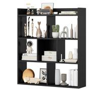 GIANTEX Librería Geométrica con 7 Cubos, Estantería de Almacenamiento de Madera, 80 x 20 x 90 cm, con Kit Antivuelco, Estante de Suelo para Salón, Estudio, Dormitorio (Negro)