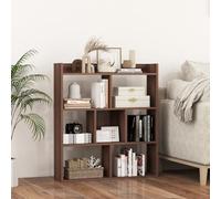 GIANTEX Librería Geométrica con 7 Cubos, Estantería de Almacenamiento de Madera, 80 x 20 x 90 cm, con Kit Antivuelco, Estante de Suelo para Salón, Estudio, Dormitorio (Nogal)