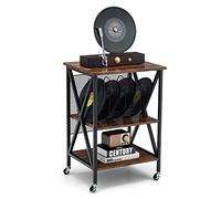 GIANTEX Mesa Auxiliar sobre Ruedas para Discos de Vinilo, Estilo Industrial, Estante con 3 Niveles de Hierro en Forma de M, 52 x 45 x 75 cm