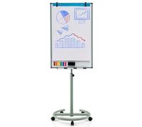 GIANTEX Pizarra Blanca Móvil 100 x 65 cm, Altura y Ángulo Ajustable, Pizarra Magnética con Ruedas Bloqueables, con Bandeja, Rotuladores, Borrador en Seco, Imanes y Clips (Verde)