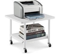 GIANTEX Soporte para Impresora con 4 Ruedas, 49 x 40 x 38 cm, Mesa de Impresora Móvil de 2 Niveles, Mesita Auxiliar para Oficina, Salón, Dormitorio (Blanco)