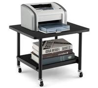GIANTEX Soporte para Impresora con 4 Ruedas, 49 x 40 x 38 cm, Mesa de Impresora Móvil de 2 Niveles, Mesita Auxiliar para Oficina, Salón, Dormitorio (Negro)