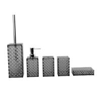 GiaoRosi 5 Accesorios de Baño: Jabonera, Portaescobillas, Dispensador de Jabón Y Portacepillos de Dientes. Regalo Moderna, Gris, Individual