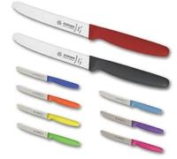 Giesser Messer 5 cuchillos multiusos de 11 cm de longitud con filo ondulado, color negro, azul, verde, naranja y rosa